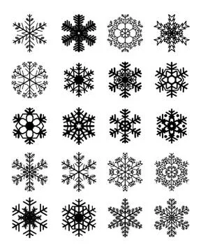 Different black snowflakes Stock Illustration