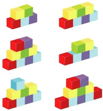 Different block patterns on white background Illustrazione stock