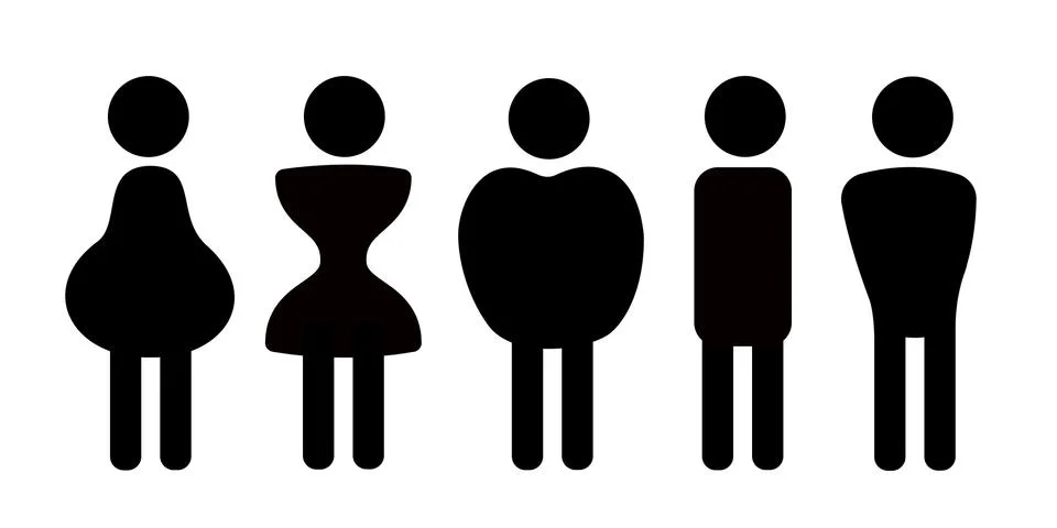 Different body shapes, physique frames and types of figures - pear, hourglass 스톡 일러스트