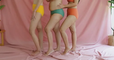 Different body type of diverse group of asia woman self love concept. Stock-Footage 201684884