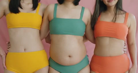 Different body type of diverse group of asia woman self love concept. Stock Footage 202271197