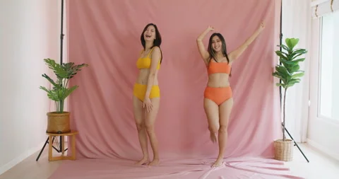 Different body type of diverse group of asia woman self love concept. 스톡 동영상 208740455