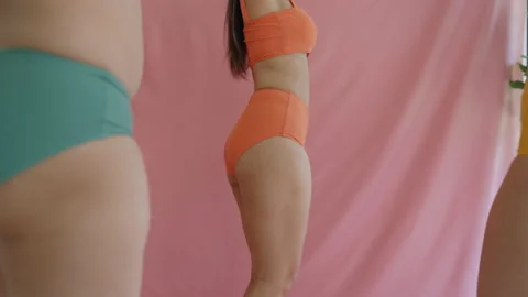 Different body type of diverse group of asia woman self love concept. Stock Footage 210617458