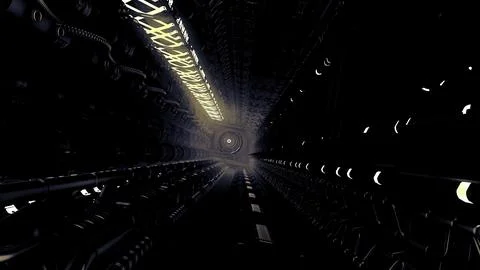Different bolts in the animation. Motion.Multi-colored illuminated corridors in Stock Illustration