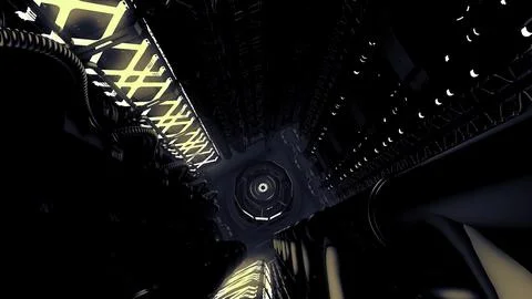 Different bolts in the animation. Motion.Multi-colored illuminated corridors in Stock Illustration