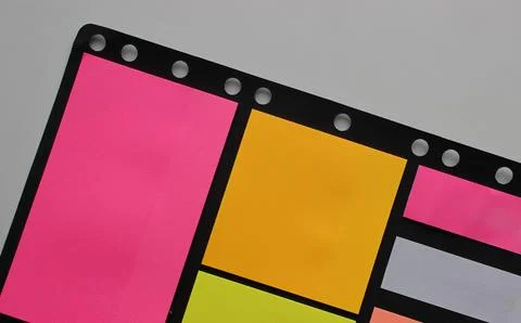 Different Bookmark Stickers on Plastic Sheet with Holes for Holder Stock Photos