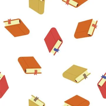 Different Books Seamless Pattern on White Background Stock Illustration