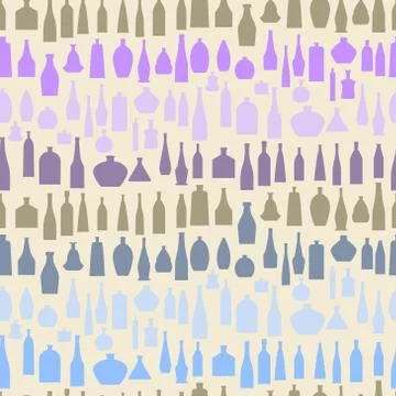 Different bottle types icon silhouette set seamless texture.   Editable vecto Stock Illustration