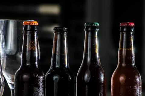 A different bottles of craftbeer Stock Photos