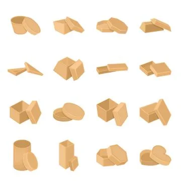 Different boxes cartoon icons in set collection for design.Packing box vector Stock Illustration