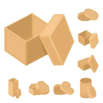 Different boxes cartoon icons in set collection for design.Packing box vector Stock Illustration