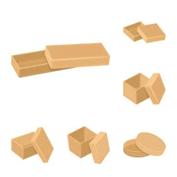Different boxes cartoon icons in set collection for design.Packing box vector Stock Illustration