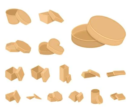 Different boxes cartoon icons in set collection for design.Packing box vector Stock Illustration