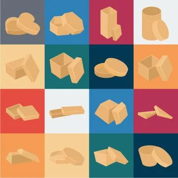 Different boxes cartoon icons in set collection for design.Packing box vector Stock Illustration