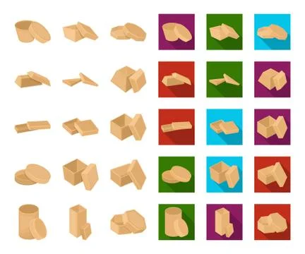 Different boxes cartoon,flat icons in set collection for design.Packing box Stock Illustration