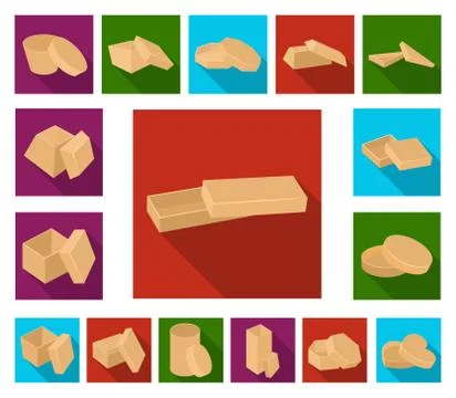 Different boxes flat icons in set collection for design.Packing box vector Stock Illustration
