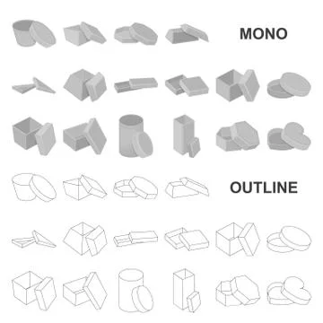 Different boxes monochrom icons in set collection for design.Packing box vector Stock Illustration