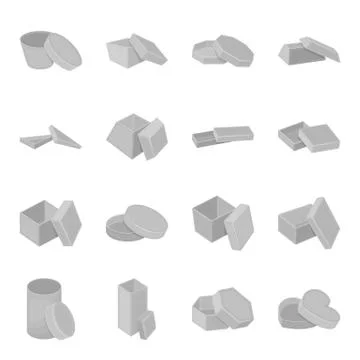 Different boxes monochrome icons in set collection for design.Packing box vector Stock Illustration