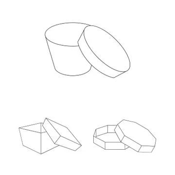 Different boxes outline icons in set collection for design.Packing box vector Stock Illustration