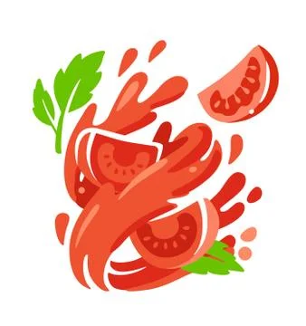 Different bright tomatoes spinning in whirlpool Stock Illustration