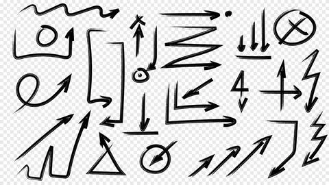 Different brush drawn charcoal arrows seamless pattern. Bold lightning shaped イラスト素材