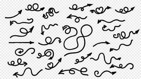 Different brush drawn charcoal arrows seamless pattern. Bold lightning shap.. Stock Illustration