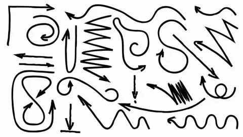 Different brush drawn charcoal arrows seamless pattern. Bold lightning shaped Illustrazione stock