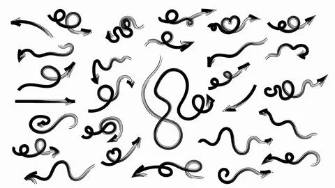 Different brush drawn charcoal arrows seamless pattern. Bold lightning shaped Illustrazione stock