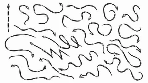 Different brush drawn charcoal arrows seamless pattern. Bold lightning shaped Stock Illustration