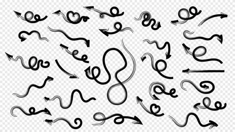Different brush drawn charcoal arrows seamless pattern. Bold lightning shap.. Stock Illustration