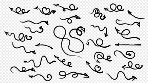 Different brush drawn charcoal arrows seamless pattern. Bold lightning shap.. Stock Illustration