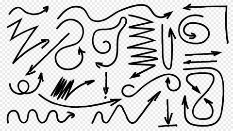 Different brush drawn charcoal arrows seamless pattern. Bold lightning shaped Stock Illustration