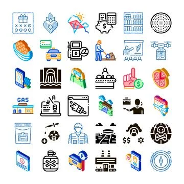 Different business, technology, and service industry icons set 스톡 일러스트