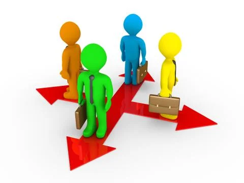 Different businessmen on different paths Stock Illustration
