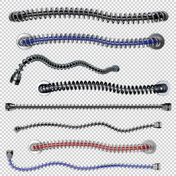 Different cables. Isolated on transparent background. 3D rendering. Stock Illustration