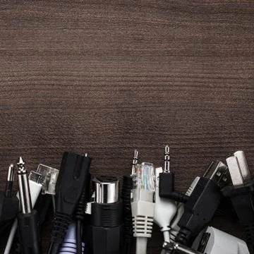 Different cables on the table Stock Photos