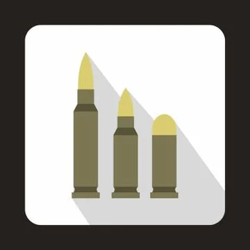 Different caliber bullets icon, flat style Stock Illustration