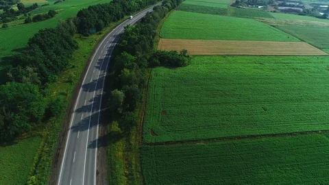 Different cars are missing one another, driving down an asphalt road crossing Stock Footage 115423385