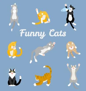 Different cartoon cats set. Stock Illustration