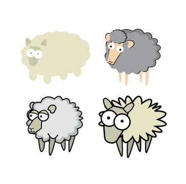 Different cartoon style sheeps Illustrazione stock