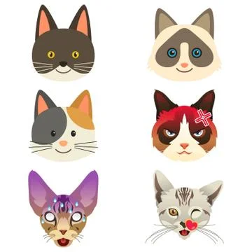 Different Cat Emoji Expression Illustration Illustrazione stock