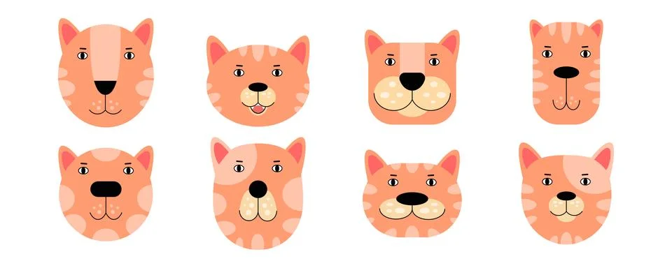 Different cat heads Stock Illustration