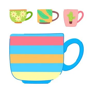Different ceramic cups design with various patterns 스톡 일러스트