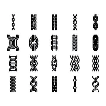 Different chain links connecting strong industrial power Stock Illustration