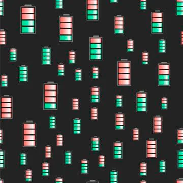 Different Charge of Battery Seamless Pattern Stock Illustration