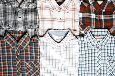Different checkered shirts. Stock Photos