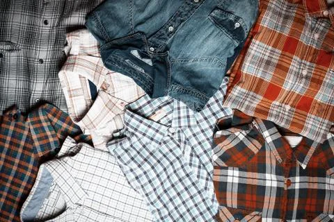 Different checkered shirts. Stock Photos