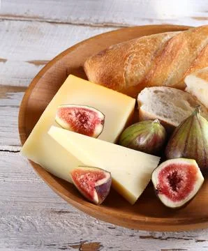 Different cheese board  and bread Stock Photos