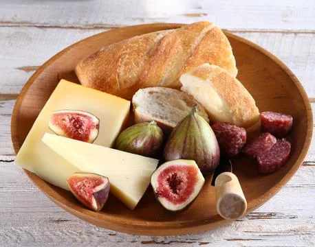 Different cheese board  and bread Stock Photos