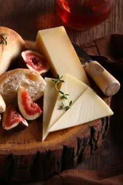 Different cheese board  and bread Stock Photos